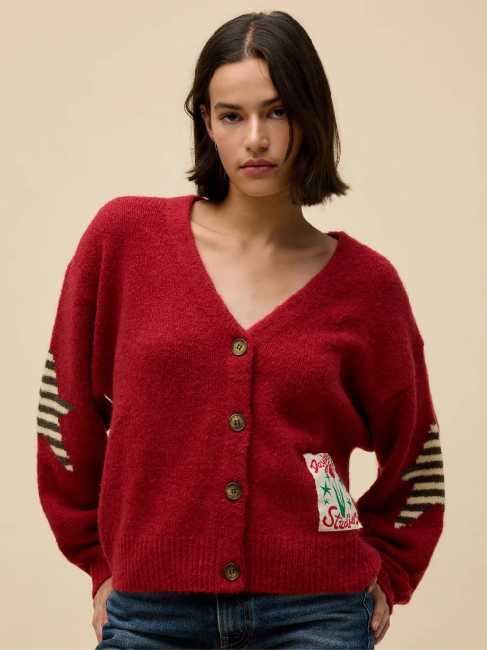 Daydreamer Red V-Neck Sweater